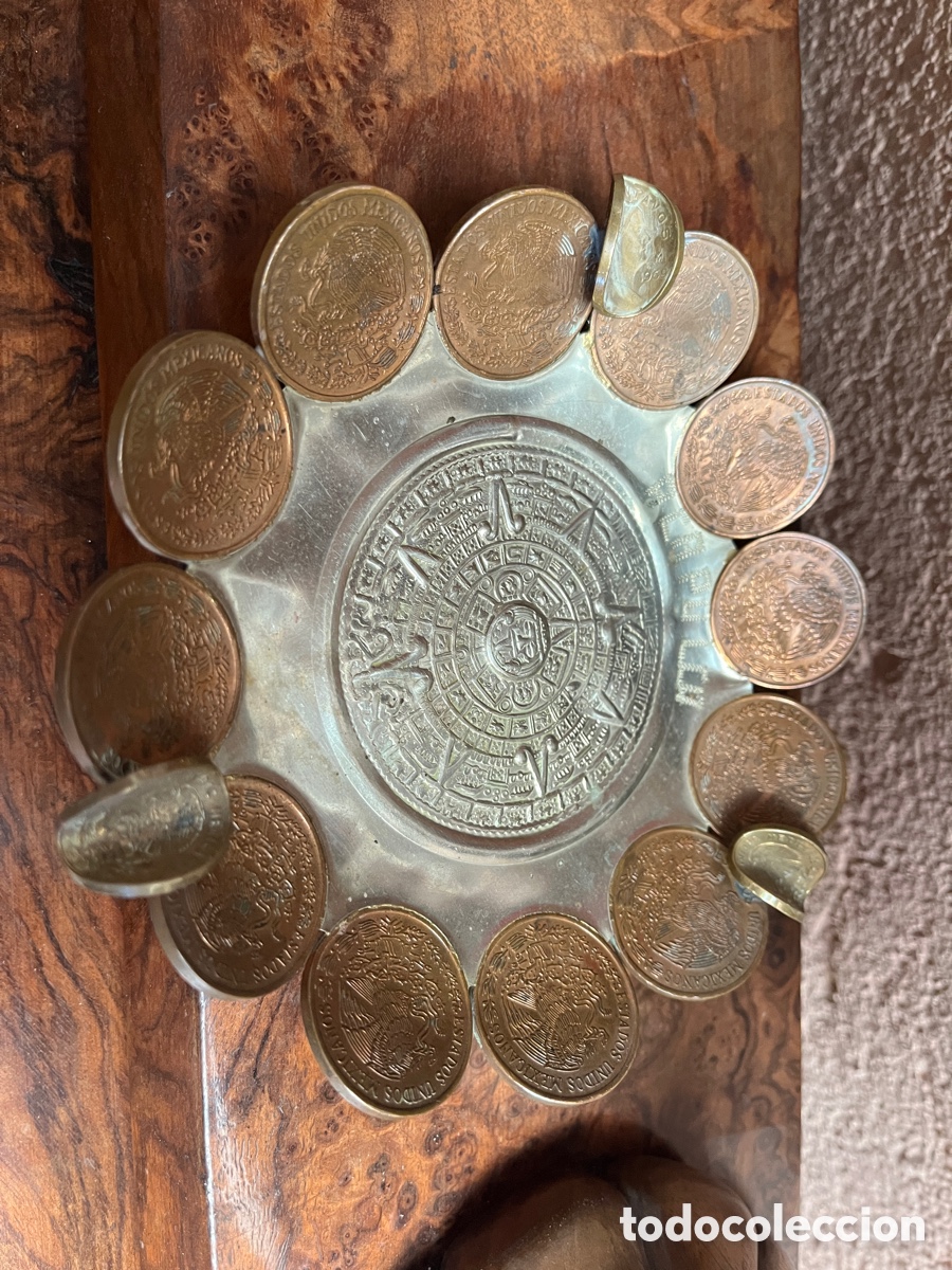 Vintage: Cenicero mexicano realizado con monedas. Vintage.
