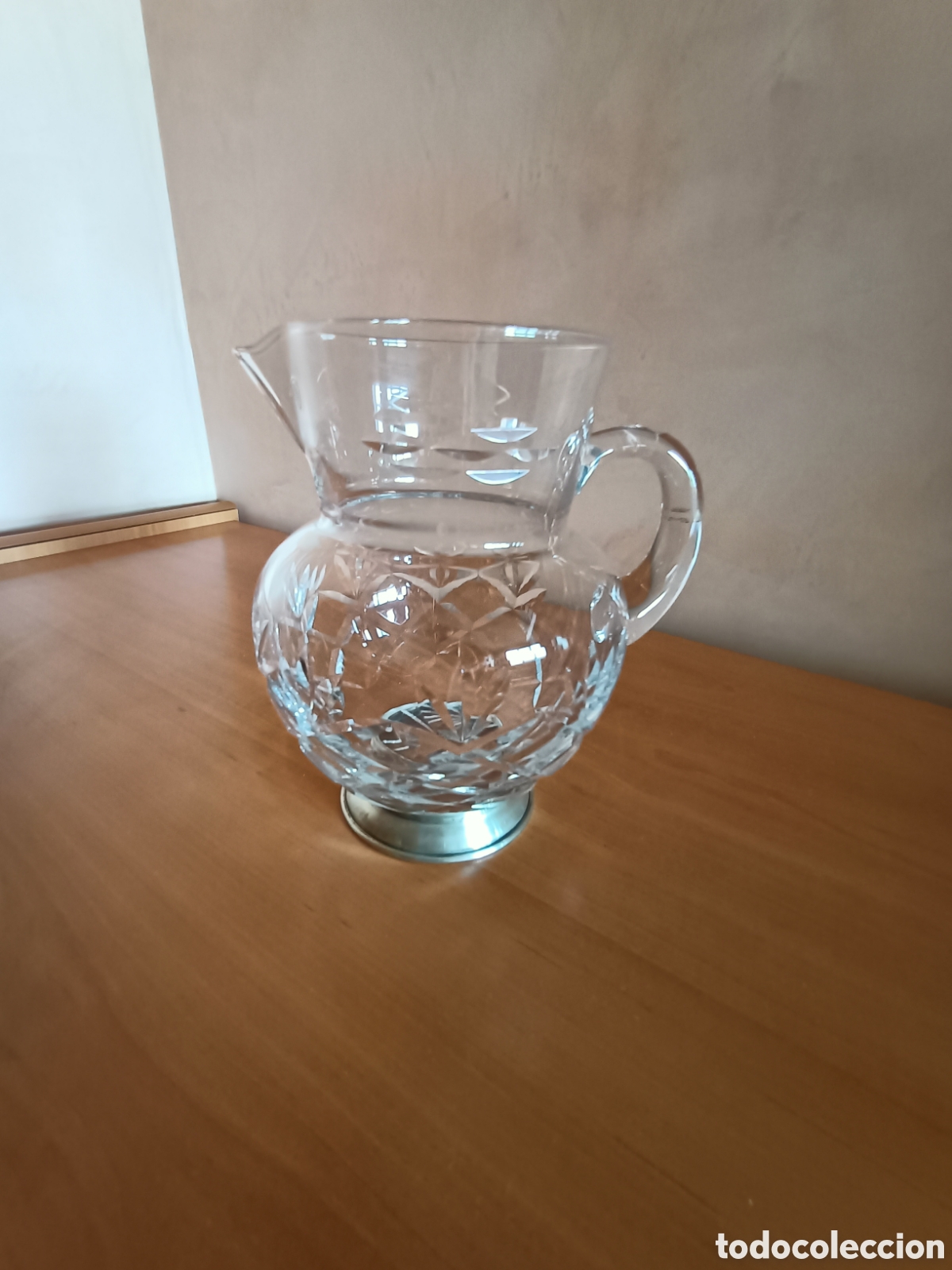 Vintage: Jarra de cristal labrado y base de plata - Foto 1