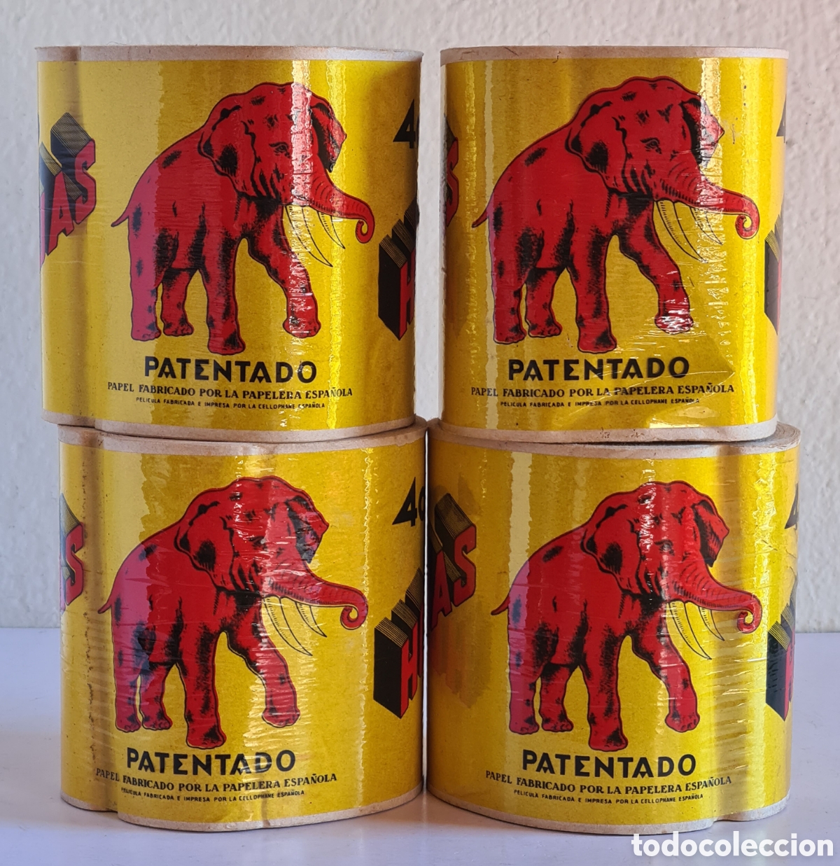 Vintage: 4 Rollos de Papel Higi&eacute;nico Elefante - La Papelera Espa&ntilde;ola - Decoraci&oacute;n Vintage Lavabo WC