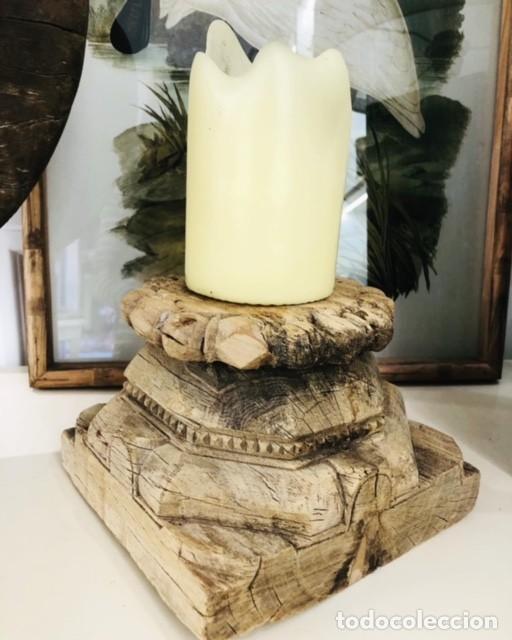 Vintage: TALLA DE MADERA PARA VELA