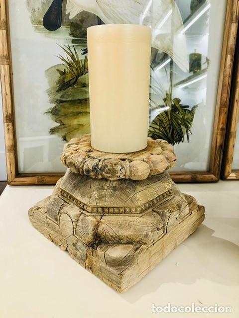 Vintage: TALLA DE MADERA PARA VELA - Foto 2