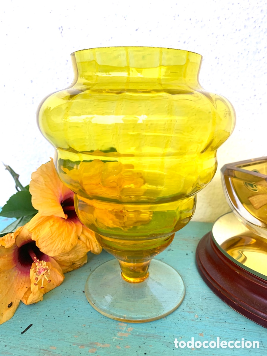 Vintage: JARR&Oacute;N DE CRISTAL CON PEANA