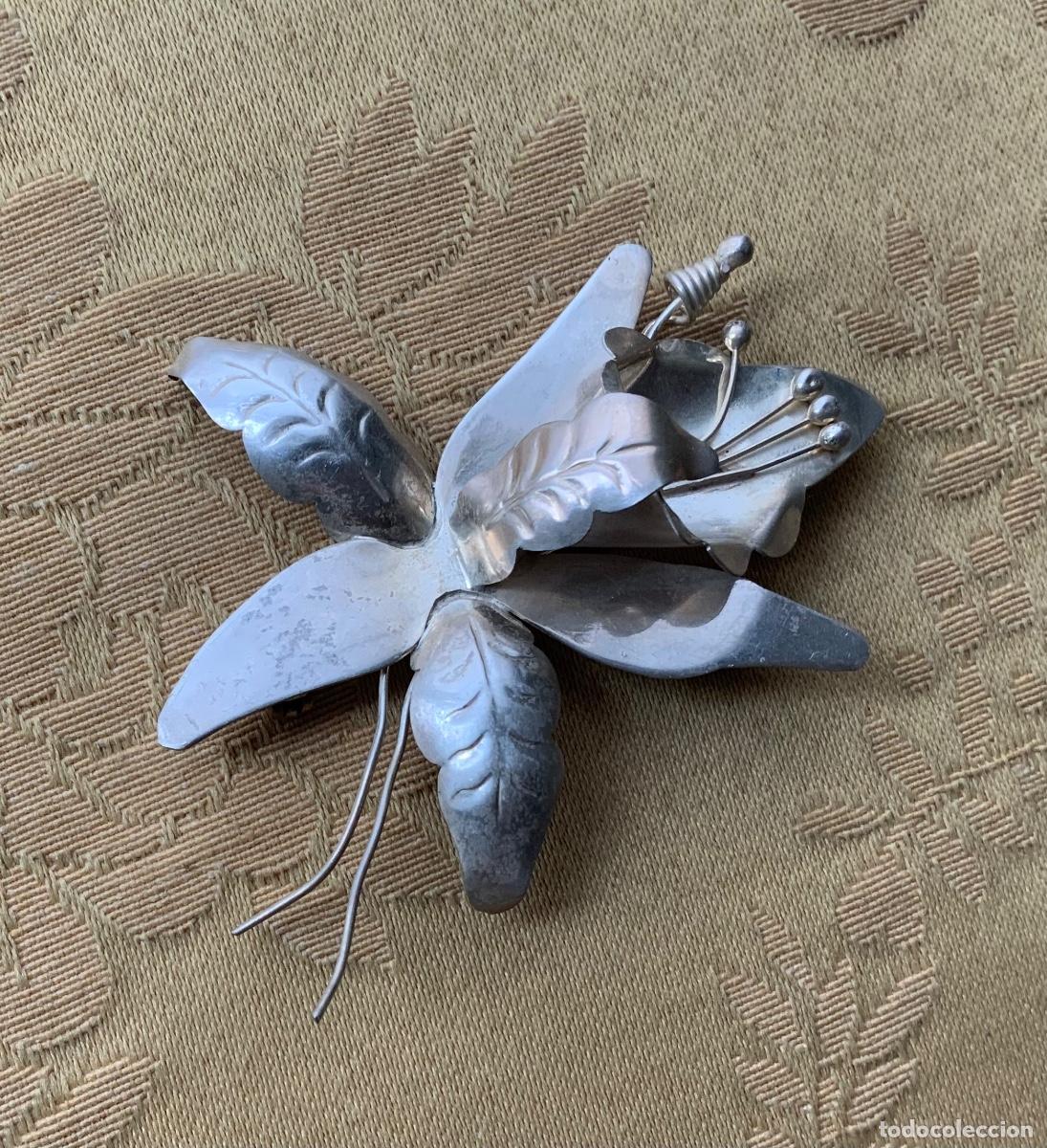 Vintage: BROCHE PLATA LEY ORQU&Iacute;DEA MEXICO - Foto 2