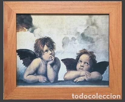 Vintage: CUADRO ENMARCADO REPRODUCCION LAMINA LOS DOS ANGELES - SANZIO DA URBINO RAFFAEL- CUADRO-692