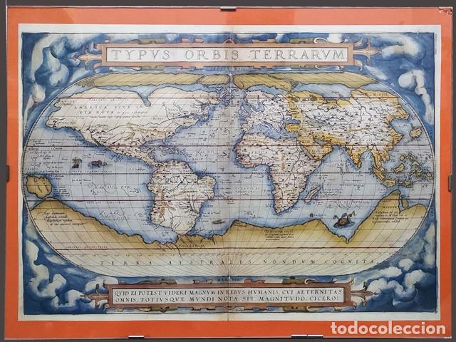 Vintage: REPRODUCCION LAMINA TYPUS ORBIS TERRARUM (CON CRISTAL) - CUADRO-693