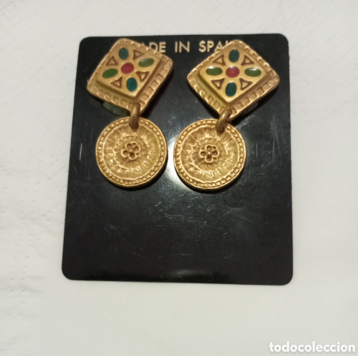 Vintage: Pendientes estilo &eacute;tnico fabricados en Espa&ntilde;a nuevo sin usar