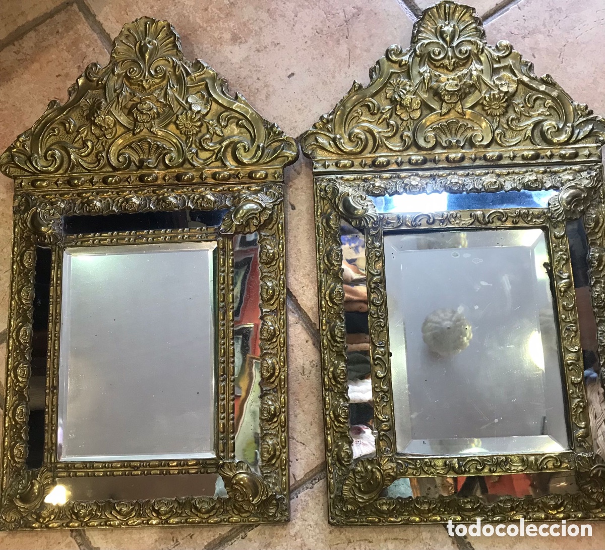 Vintage: Pareja espejos lat&oacute;n 300&euro; C/U
