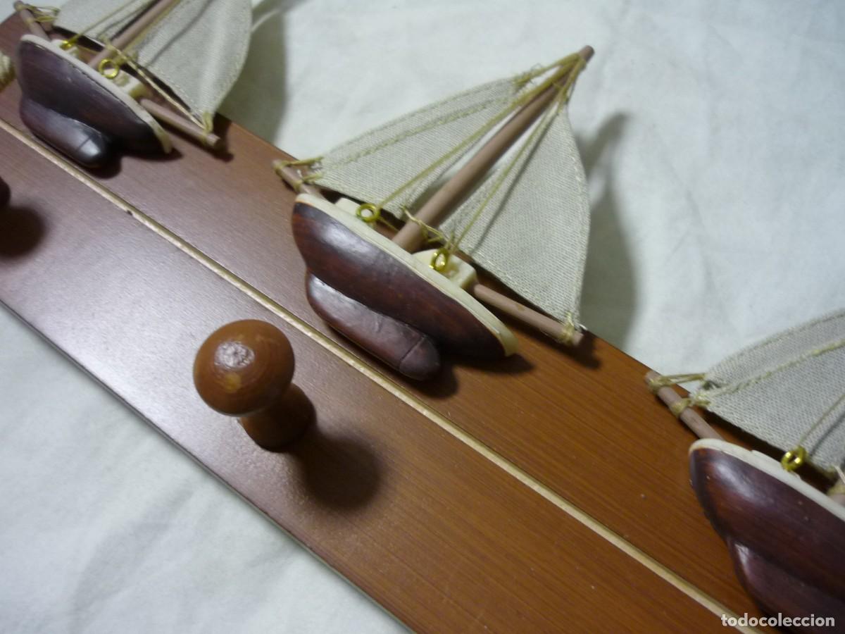 Vintage: Percha con barcos en tela, madera y cuerda - Foto 4