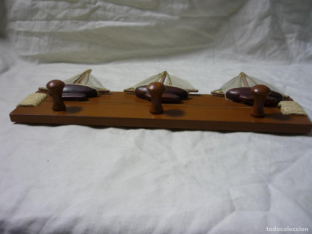 Vintage: Percha con barcos en tela, madera y cuerda - Foto 6