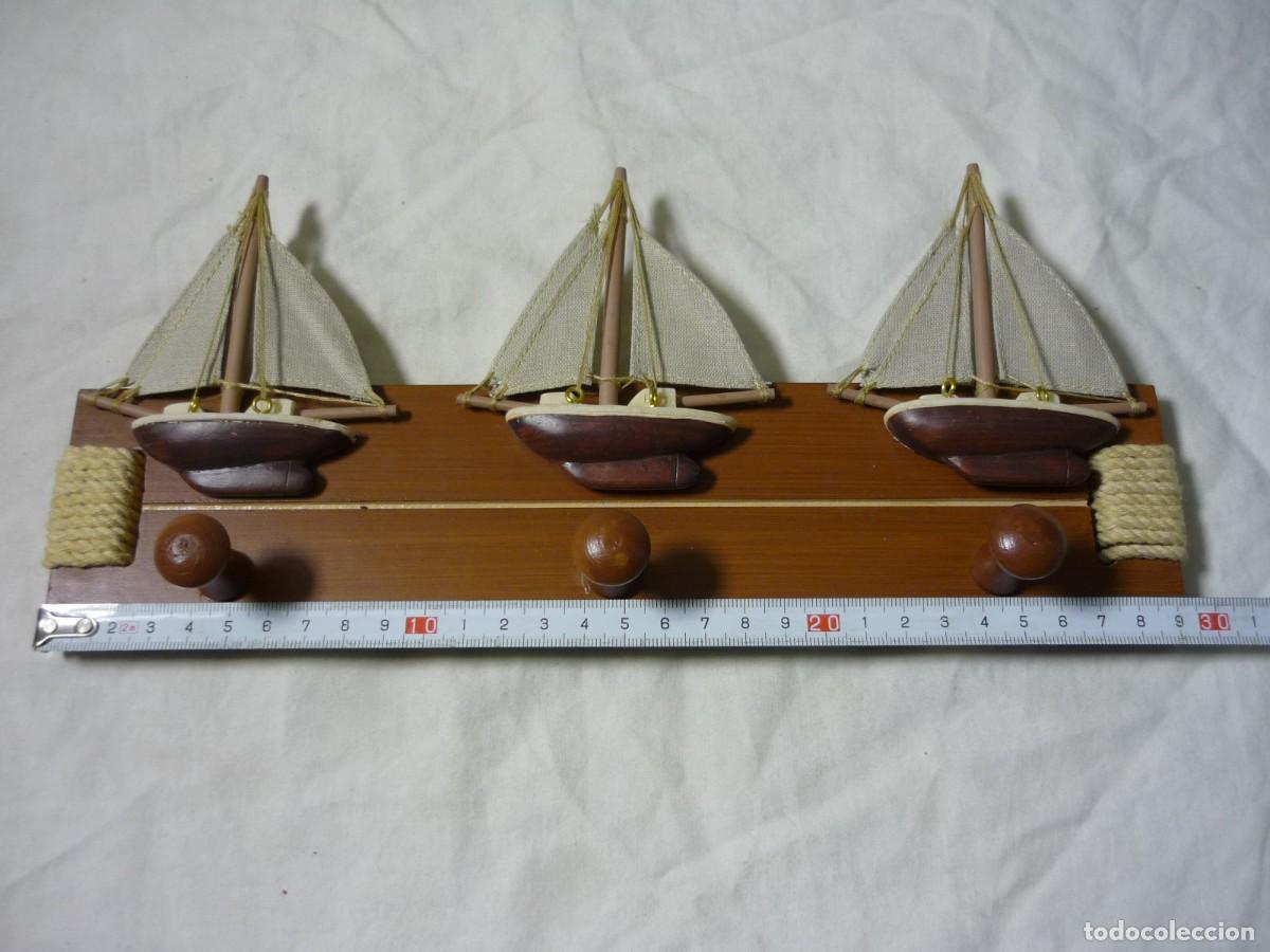 Vintage: Percha con barcos en tela, madera y cuerda - Foto 7