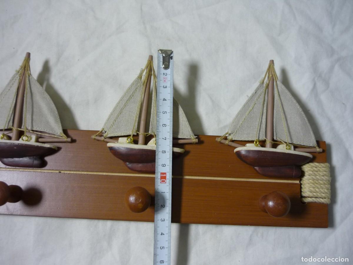 Vintage: Percha con barcos en tela, madera y cuerda - Foto 8