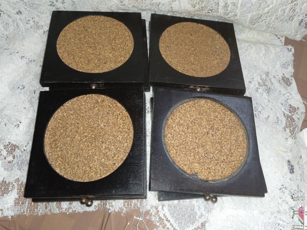 Vintage: JUEGO 8 POSAVASOS DE MADERA Y CORCHO - Foto 6