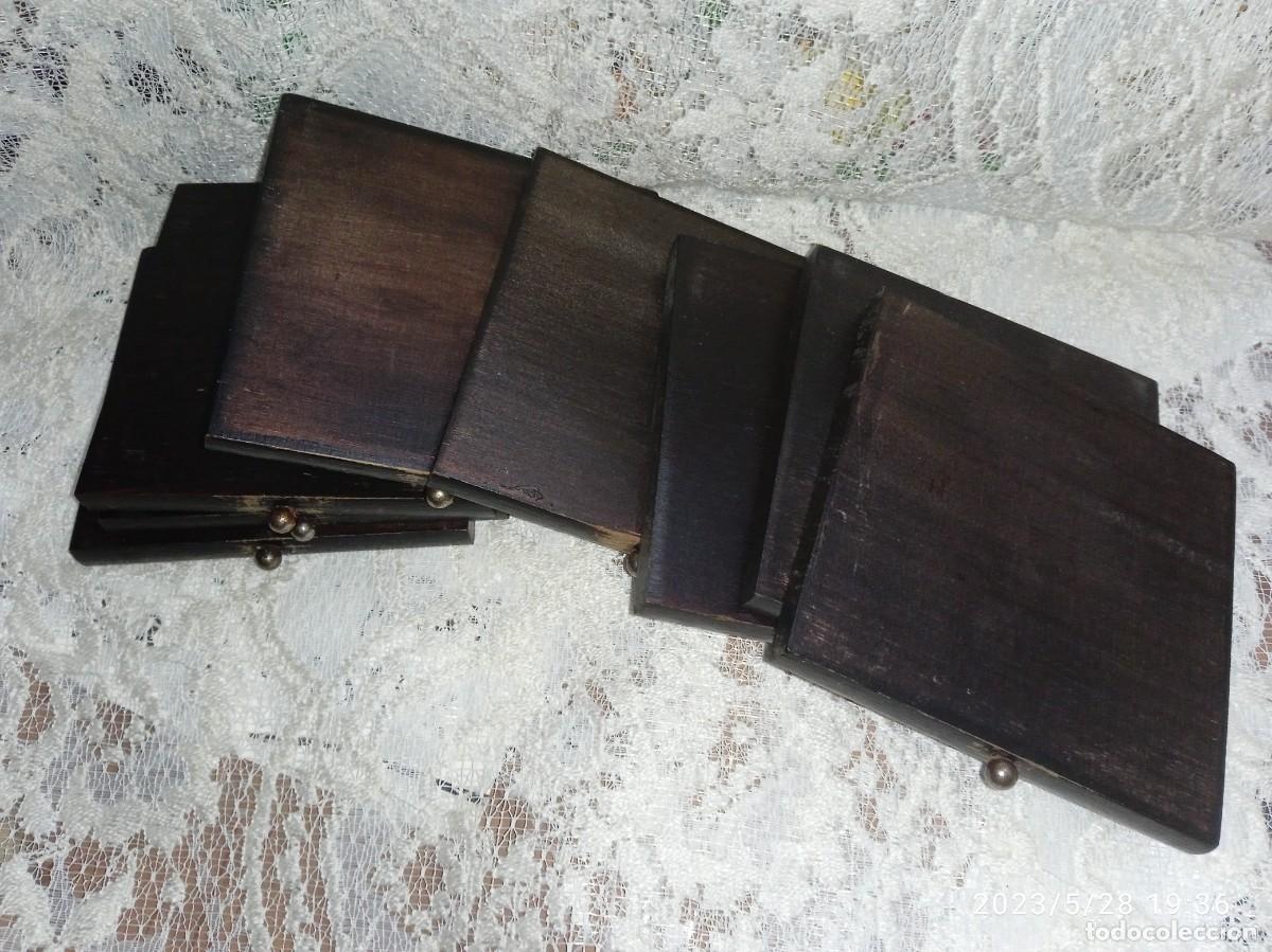 Vintage: JUEGO 8 POSAVASOS DE MADERA Y CORCHO - Foto 8
