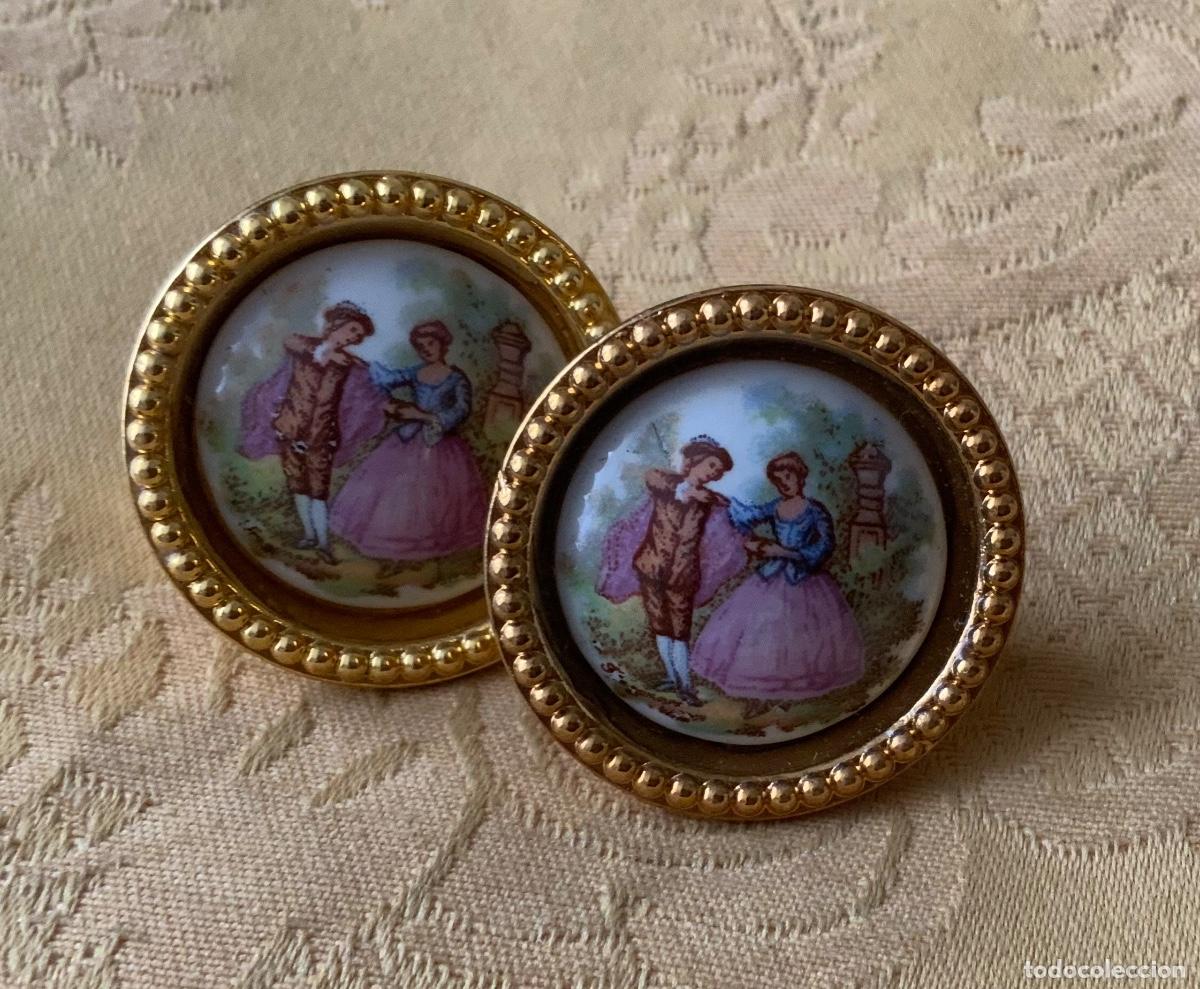 Vintage: PAREJA DE POMOS METAL Y PORCELANA, EL PASEO