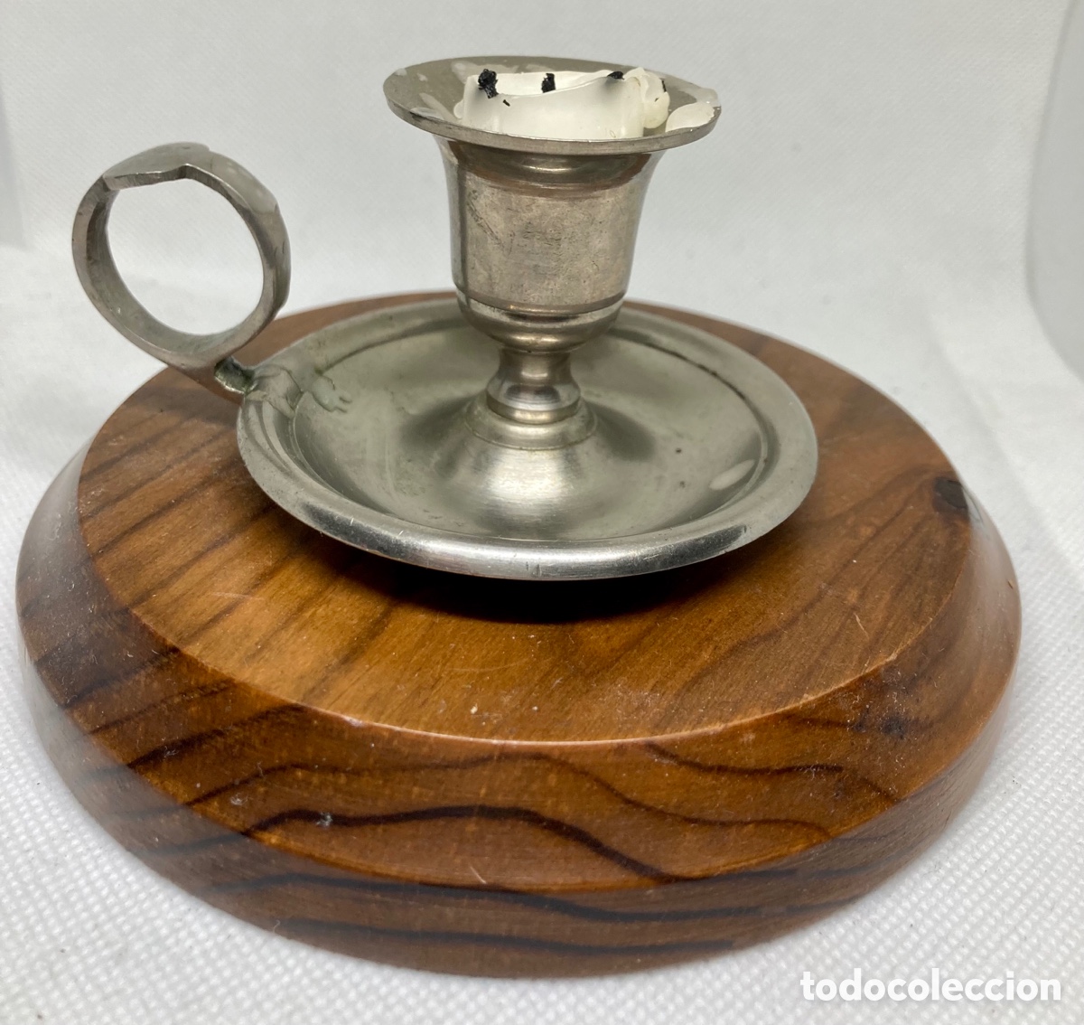 Vintage: PORTAVELAS DE METAL PLATEADO - Foto 3