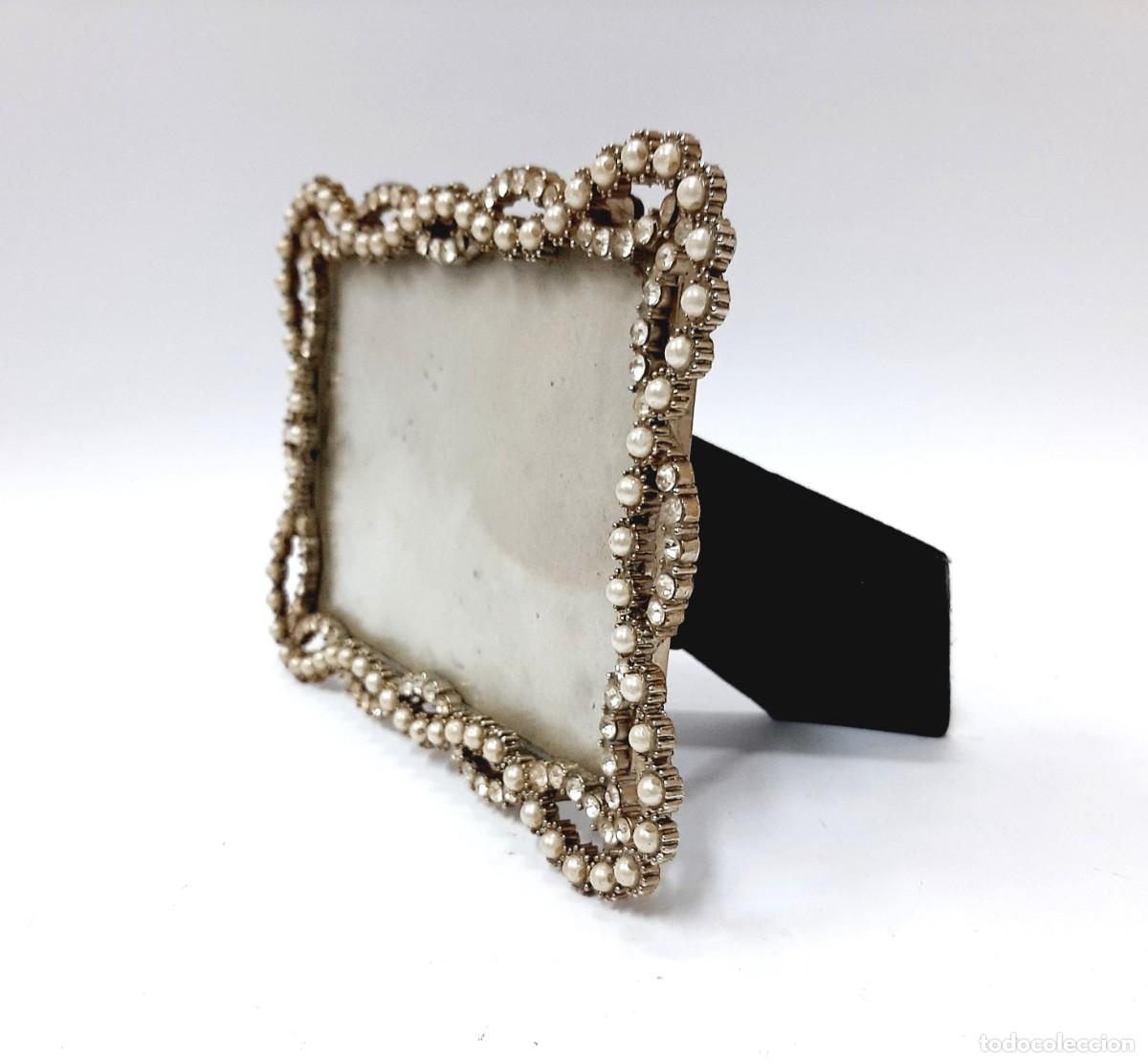 Vintage: Marco de fotos de cristal y perlas de imitaci&oacute;n(12.4)