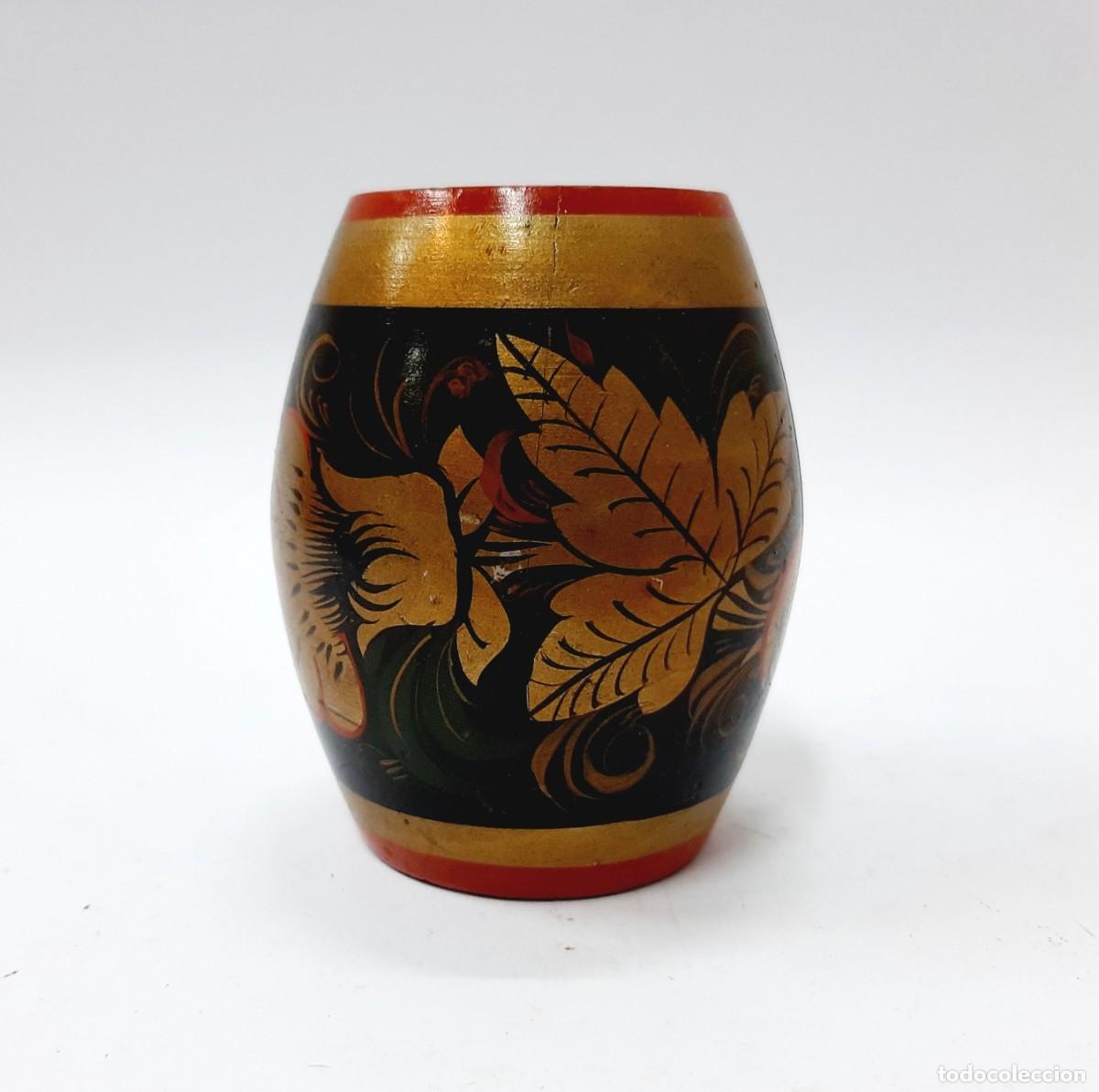 Vintage: Taza de madera Hohloma rusa vintage(13.3)