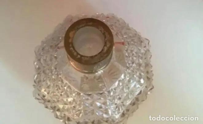 Vintage: Antigua Botella de cristal tallado y bronce - Foto 3