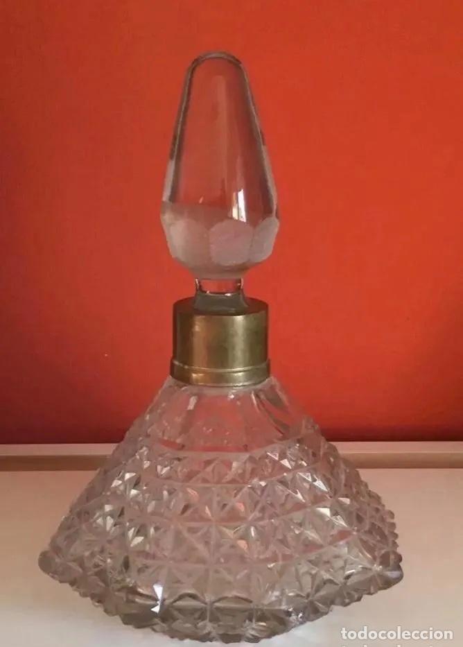 Vintage: Antigua Botella de cristal tallado y bronce - Foto 5