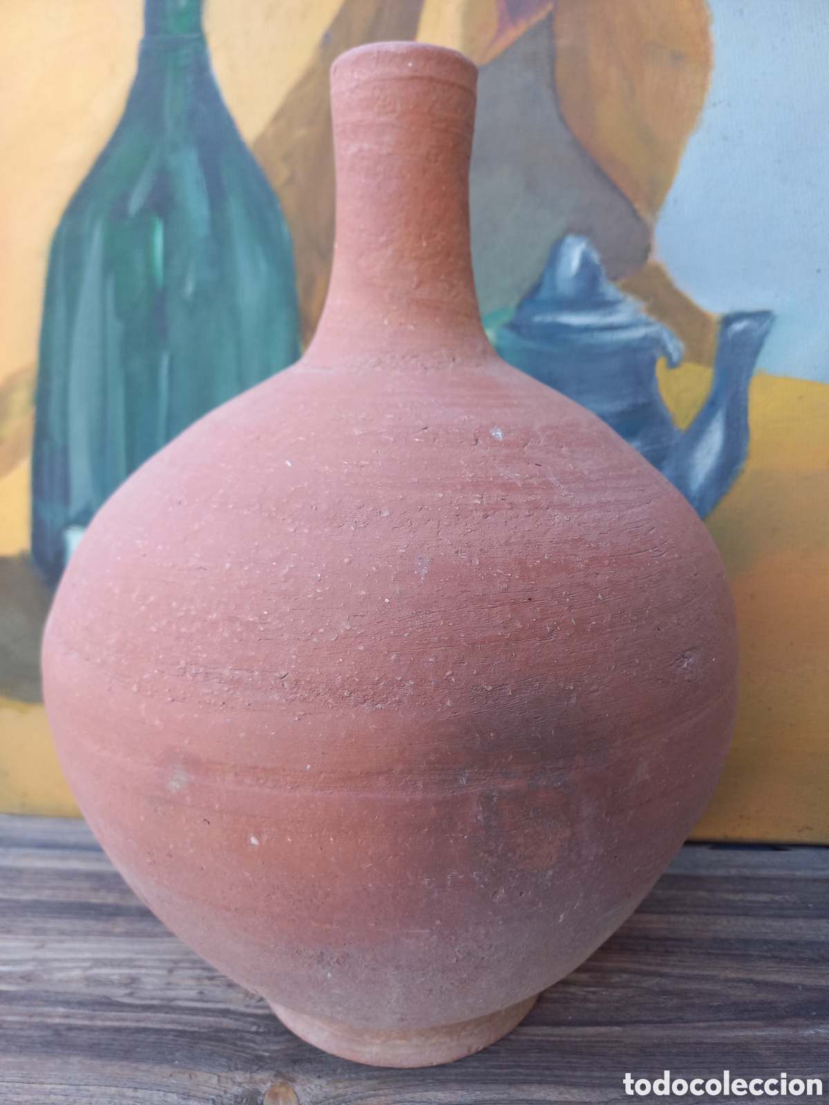 Vintage: Ceramica terracota jarr&oacute;n violetero artesan&iacute;a Espa&ntilde;a 31 cm