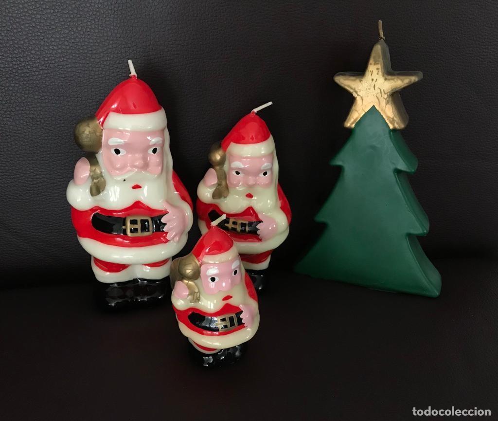 Vintage: GRUPO DE 4 PRECIOSAS VELAS DECORATIVAS NAVIDAD. 3 NOEL Y ABETO CON ESTRELLA. LOTE 1. NUEVAS