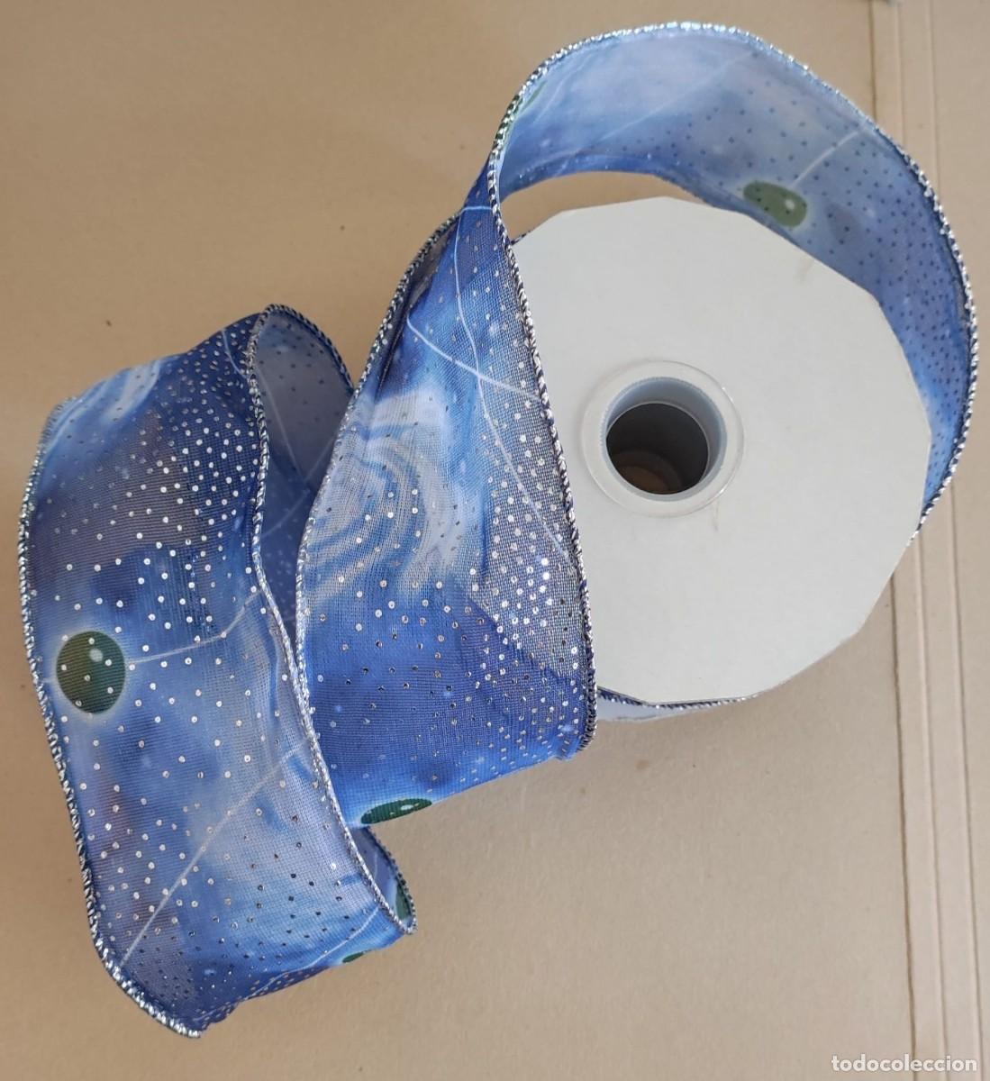 Vintage: CINTA DECORADA NAVIDAD -PRECIOSO DIBUJO Y TEJIDO-DORADA Y COLOR-MOLDEABLE- 3 metros- 6 cm ancho