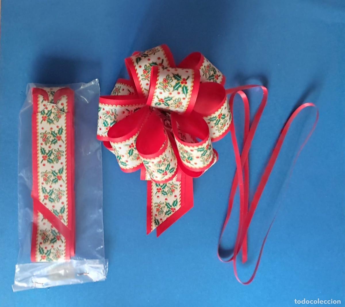 Vintage: CINTA DECORADA NAVIDAD CENEFA - FACIL SISTEMA AUTOMATICO PARA FORMAR UN BONITO LAZO - ancho 3,5 cm