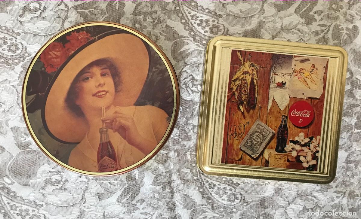 Vintage: PAREJA DE ORIGINALES CAJAS MET&Aacute;LICAS GRANDES ANUNCIOS COCA COLA VINTAGE. A ESTRENAR