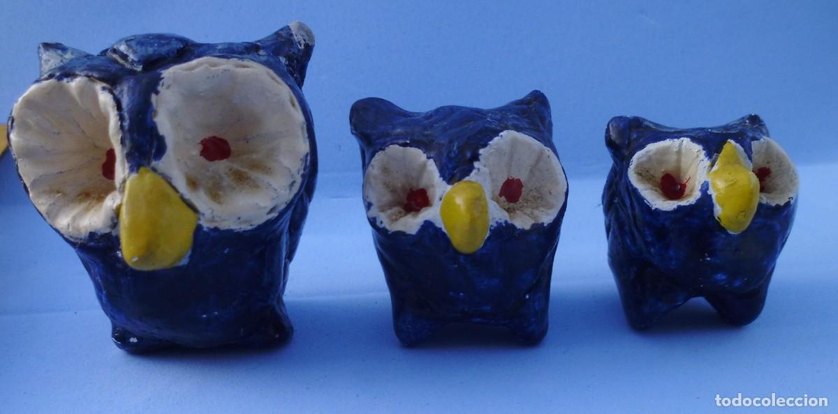 Vintage: 3 peque&ntilde;as figuras de b&uacute;hos - Foto 1