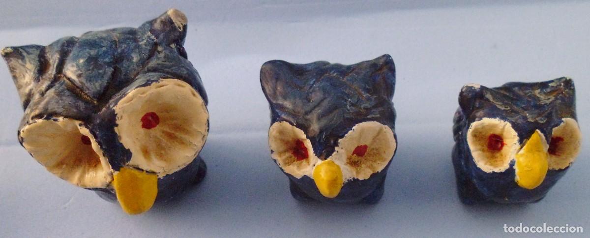 Vintage: 3 peque&ntilde;as figuras de b&uacute;hos - Foto 2