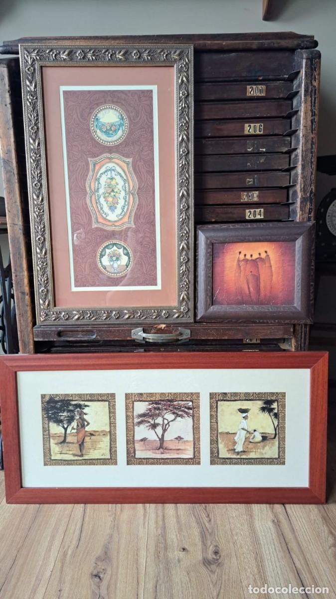 Vintage: Lote 3 Cuadros Vintage Motivos Tribales y Cenefas