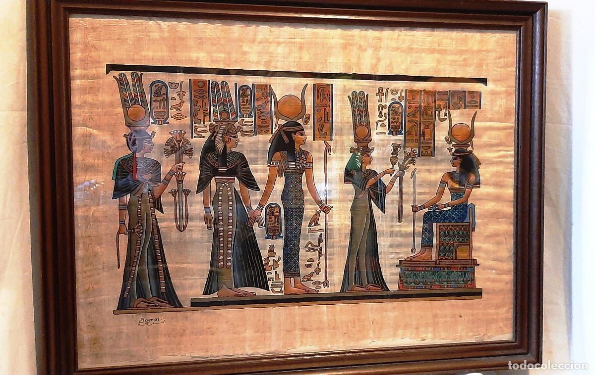 Vintage: Cuadro papiro egipcio Nefertari - Foto 1