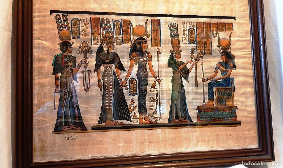 Vintage: Cuadro papiro egipcio Nefertari - Foto 2