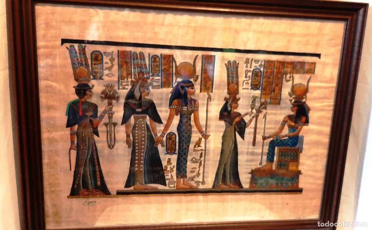 Vintage: Cuadro papiro egipcio Nefertari - Foto 3