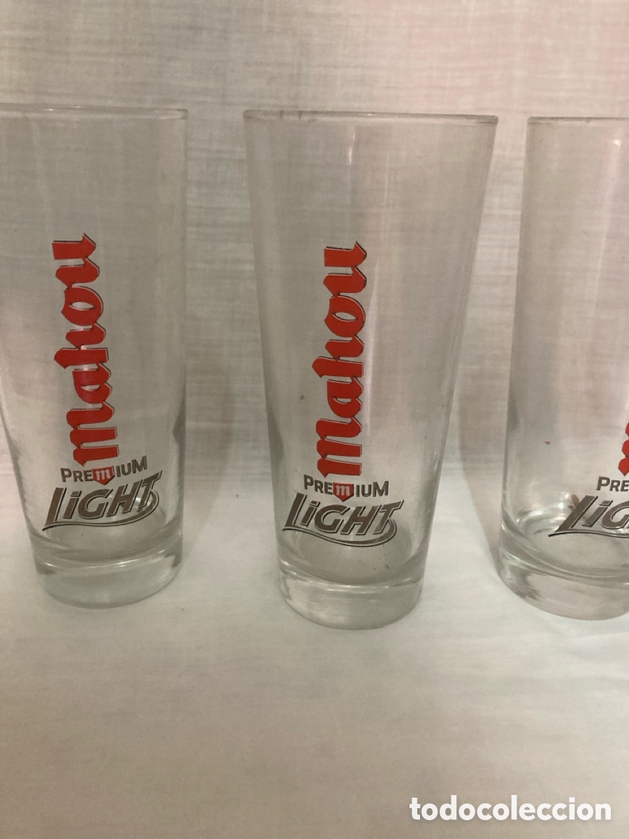 Vintage: 4 VASOS DE CERVEZA MAHOU PREMIUM LIGHT - Foto 3