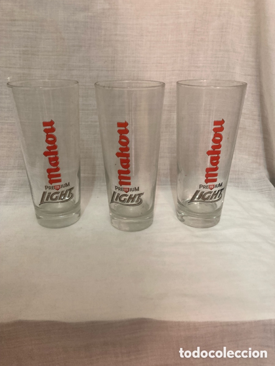 Vintage: 4 VASOS DE CERVEZA MAHOU PREMIUM LIGHT - Foto 6
