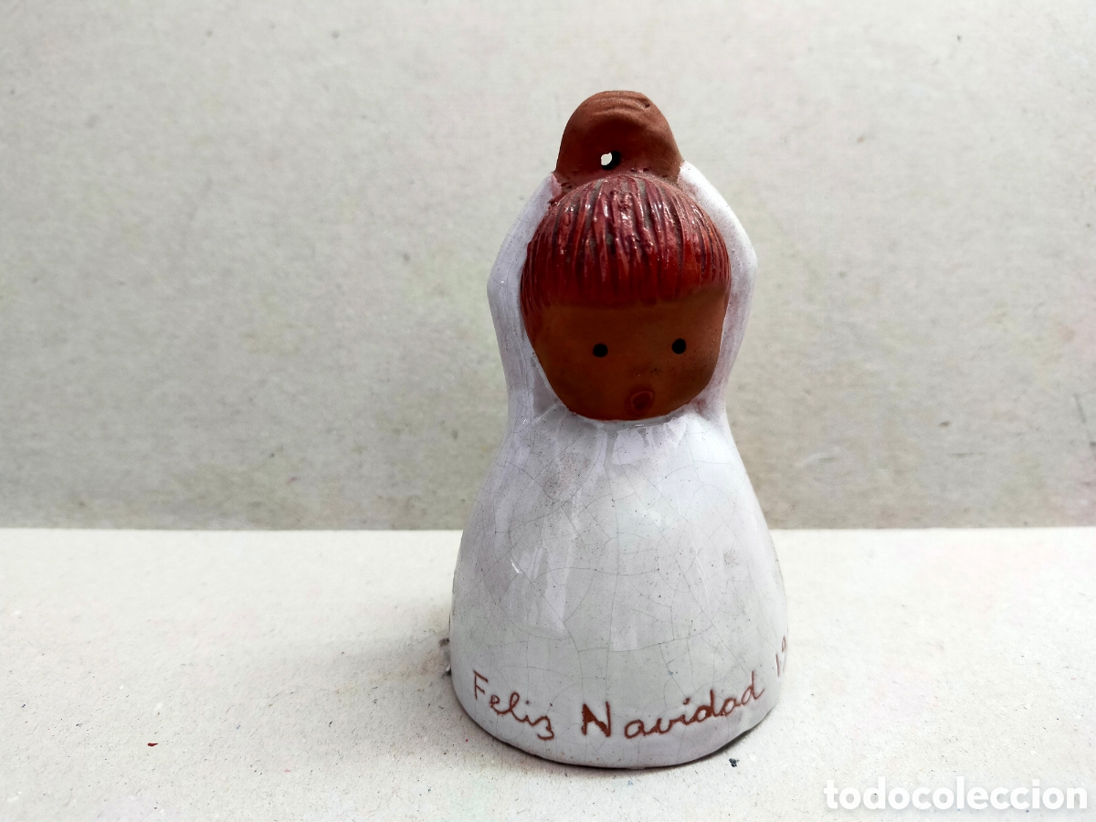 Vintage: CAMPANILLA ADORNO NAVIDAD ANGELITO. EN CERAMICA.