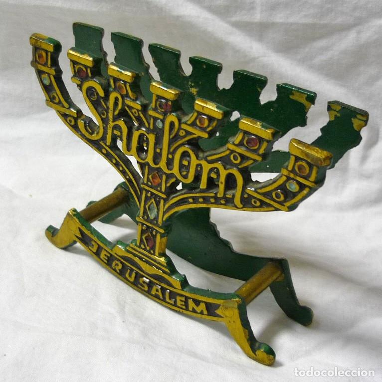 Vintage: Servilletero de bronce Shalom Jerusalem Monorah - Foto 1