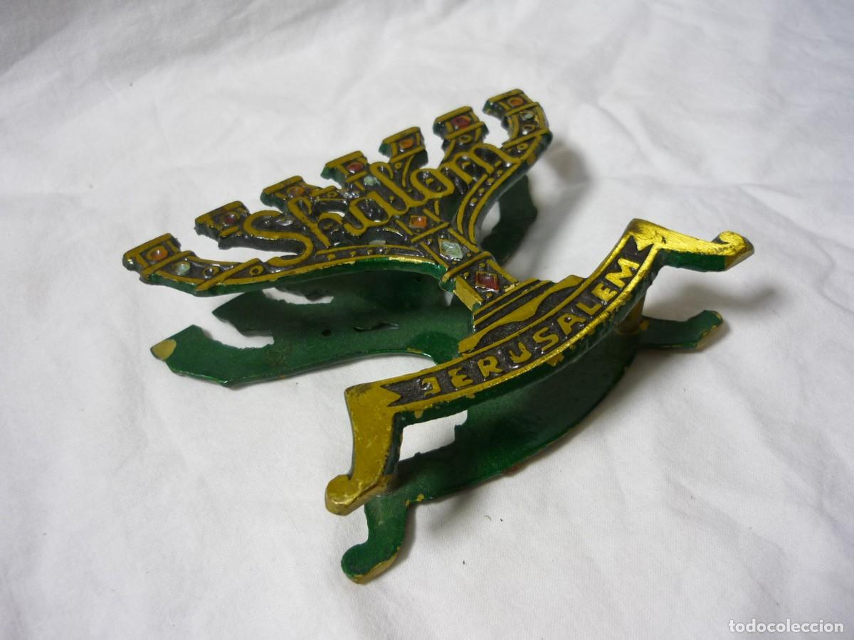 Vintage: Servilletero de bronce Shalom Jerusalem Monorah - Foto 6