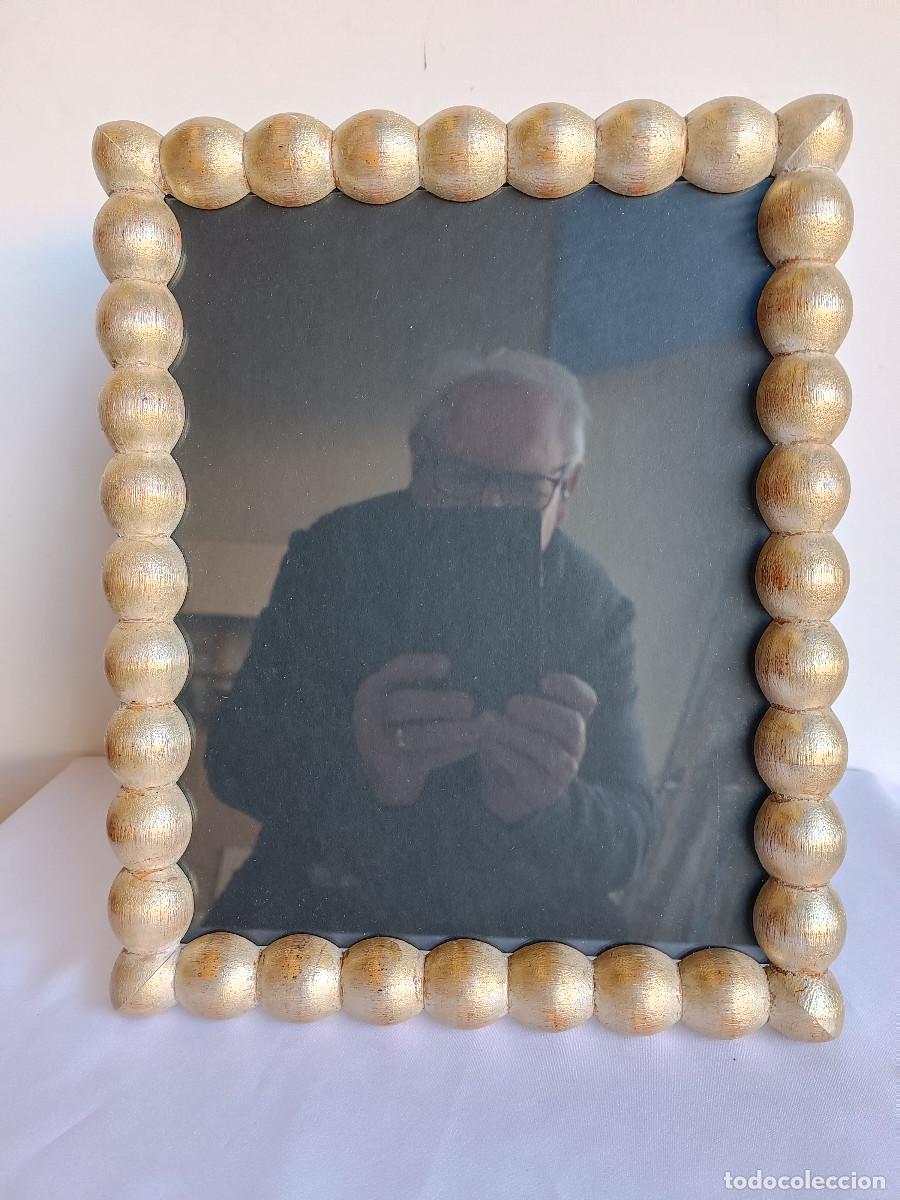Vintage: PORTA FOTOGRAFIAS BOLAS DE MADERA GRANDES PLATEADO