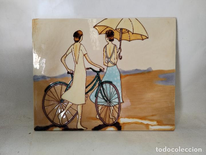 Vintage: cuadro esmaltado sobre madera