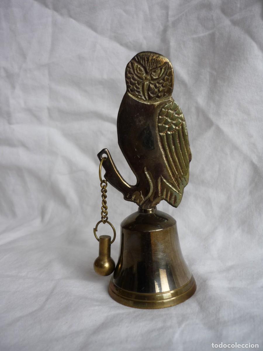 Vintage: Campana de bronce en forma de buho - Foto 2