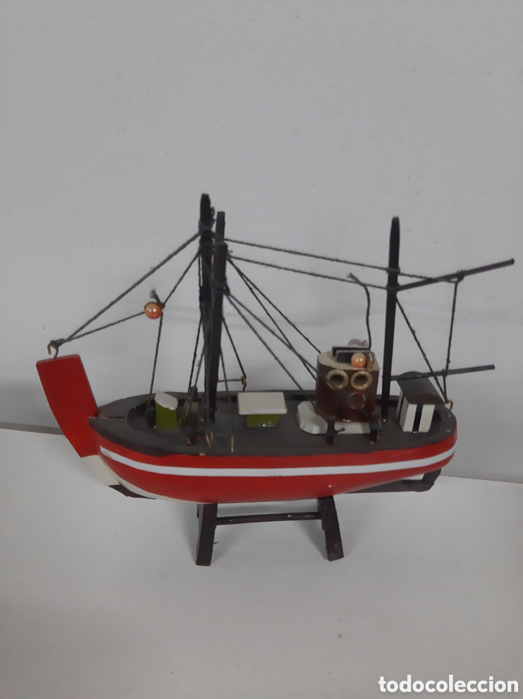 Vintage: Peque&ntilde;o barco pesquero madera decoraci&oacute;n