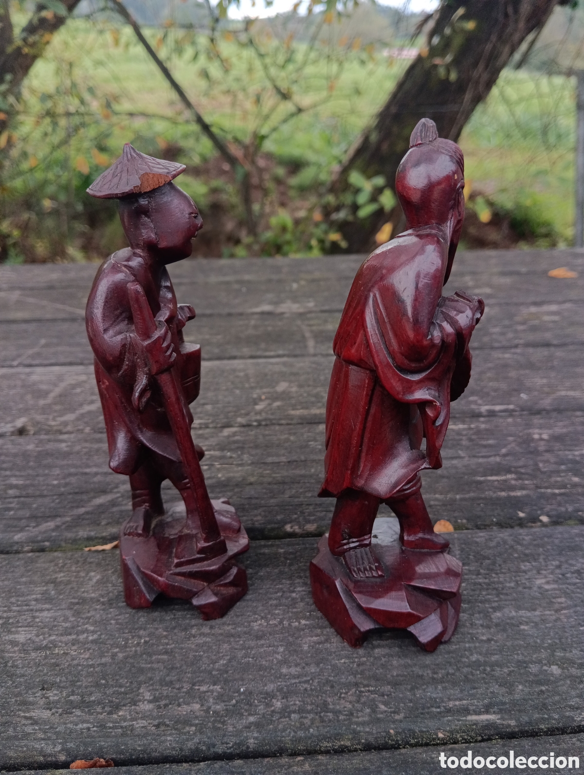 Vintage: FIGURAS ORIENTALES MADERA TALLADA. - Foto 5