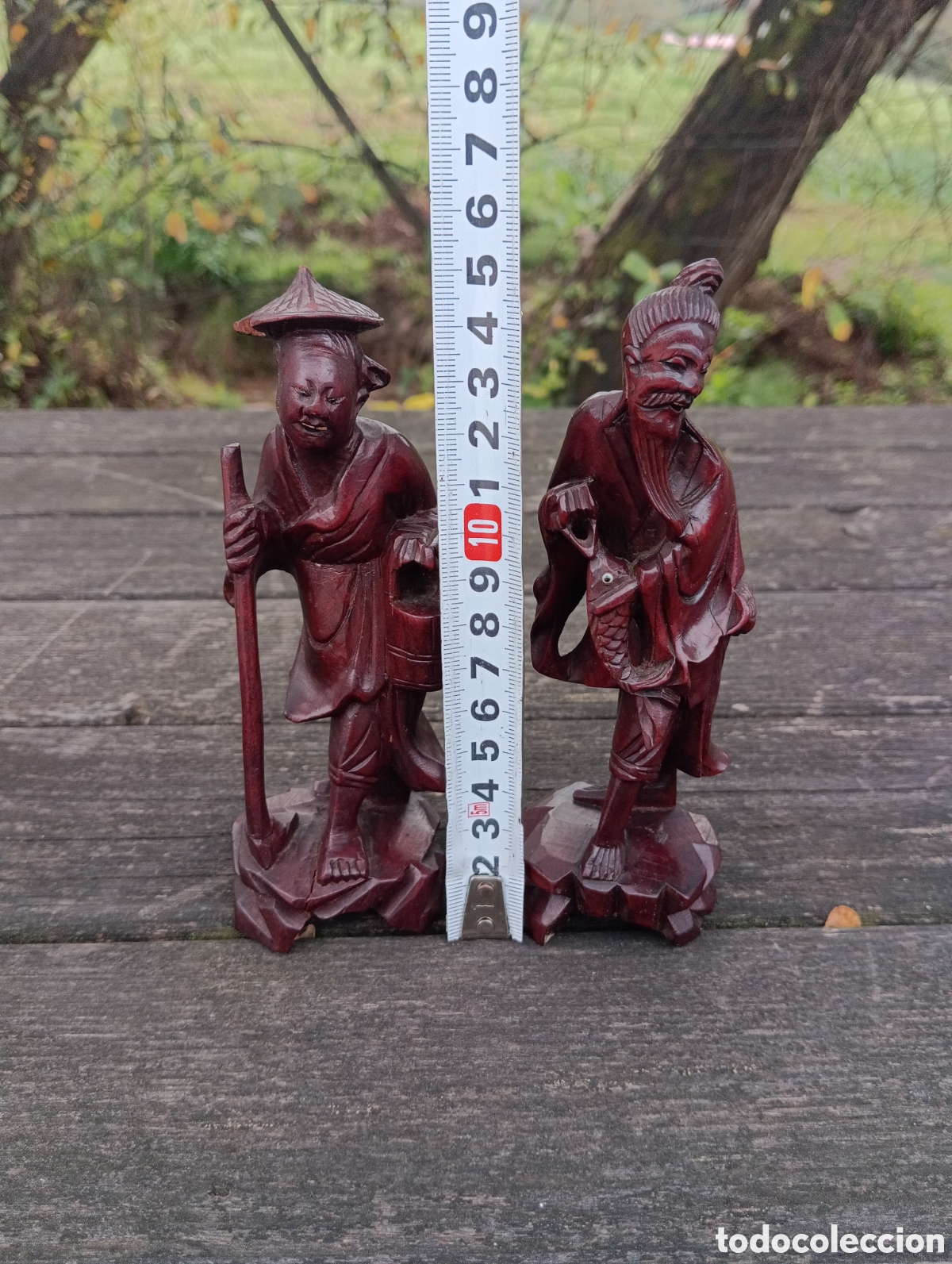 Vintage: FIGURAS ORIENTALES MADERA TALLADA. - Foto 10