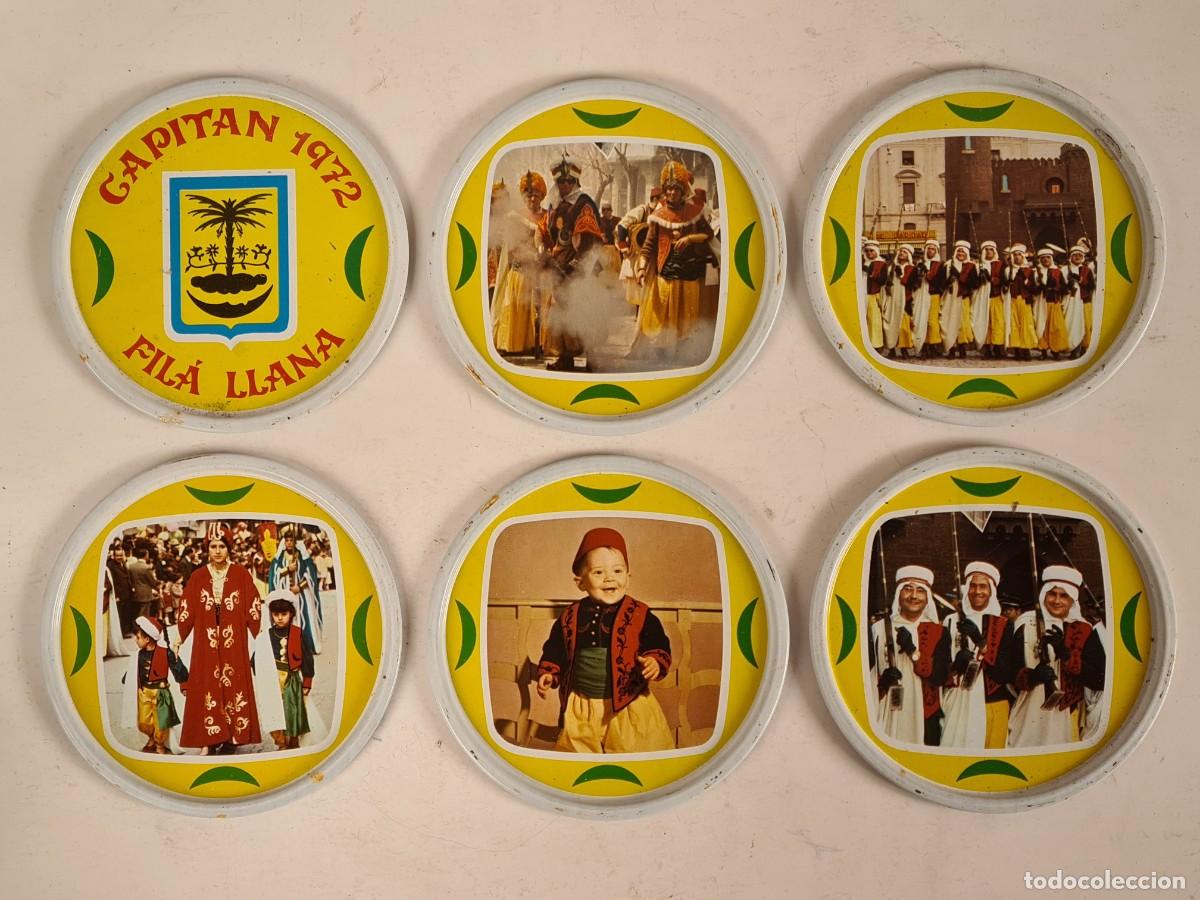 Vintage: 6 Posavasos Capit&aacute;n 1972 Fil&agrave; Llana Fiestas Sant Jordi Moros Cristianos Alcoy Alicante Procesi&oacute;n