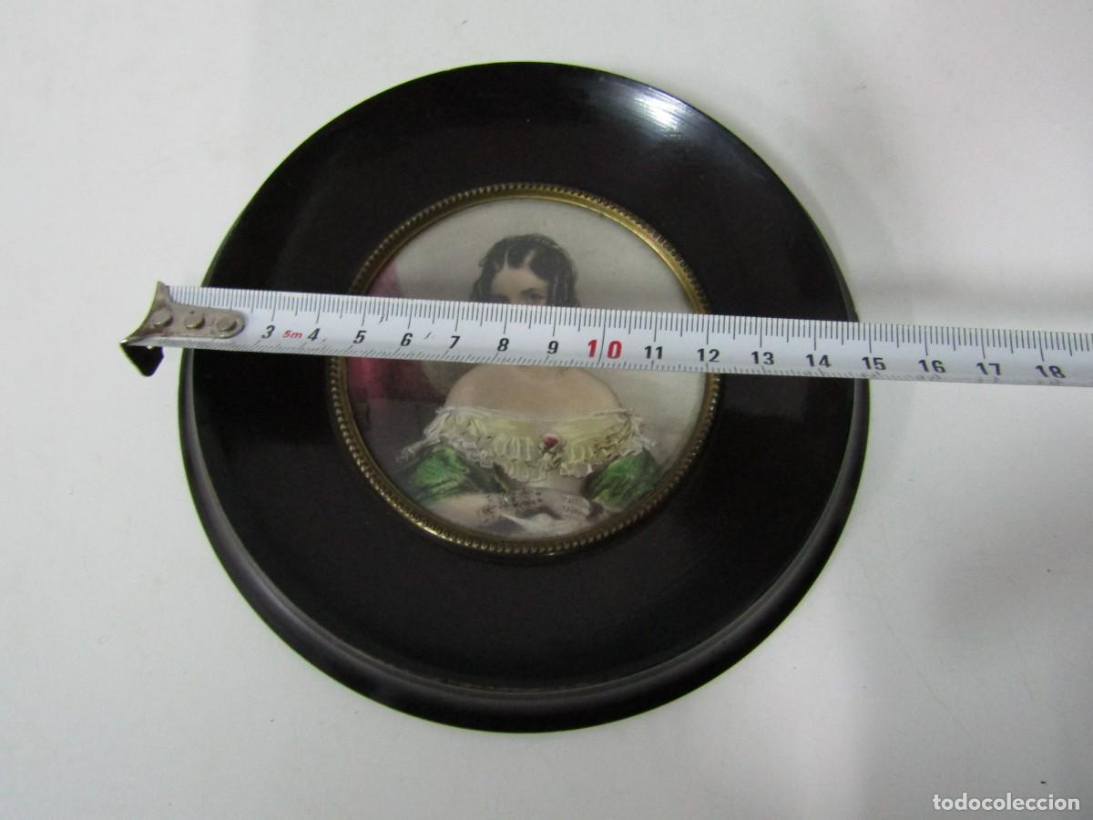 Vintage: CUADRO CIRCULAR DAMA CLASICA - S. XX - 5 CM - Foto 4