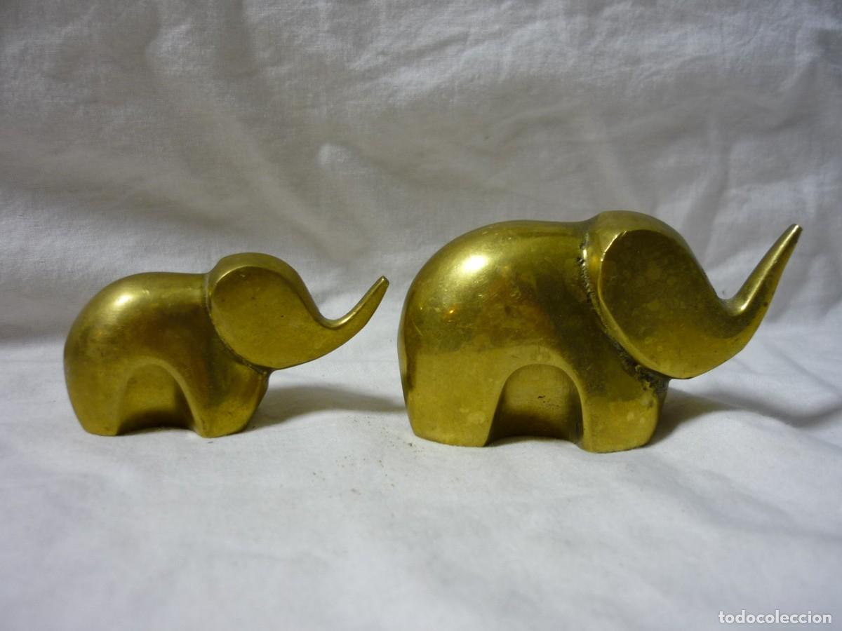Vintage: Pareja de elefantes en bronce - Foto 2