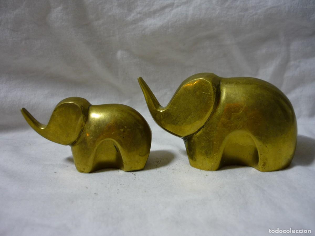 Vintage: Pareja de elefantes en bronce - Foto 4