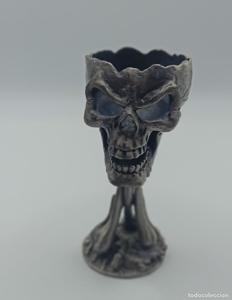 Vintage: Portavela calavera metal Veronese